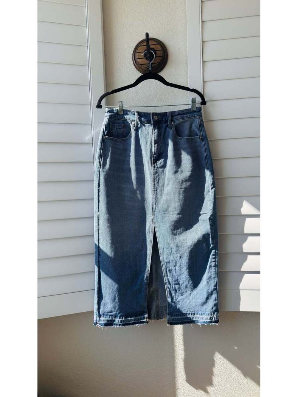 Sanctuary Denim Front Slit Raw Hem Midi Skirt Size 27